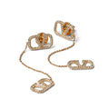 Valentino Crystal Valentino Signature 18K Gold Earrings