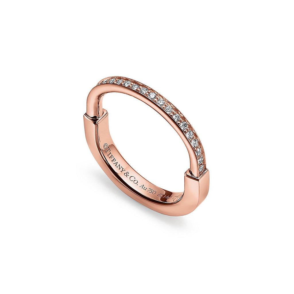 Tiffany Lock Diamonds 18K Rose Gold Ring