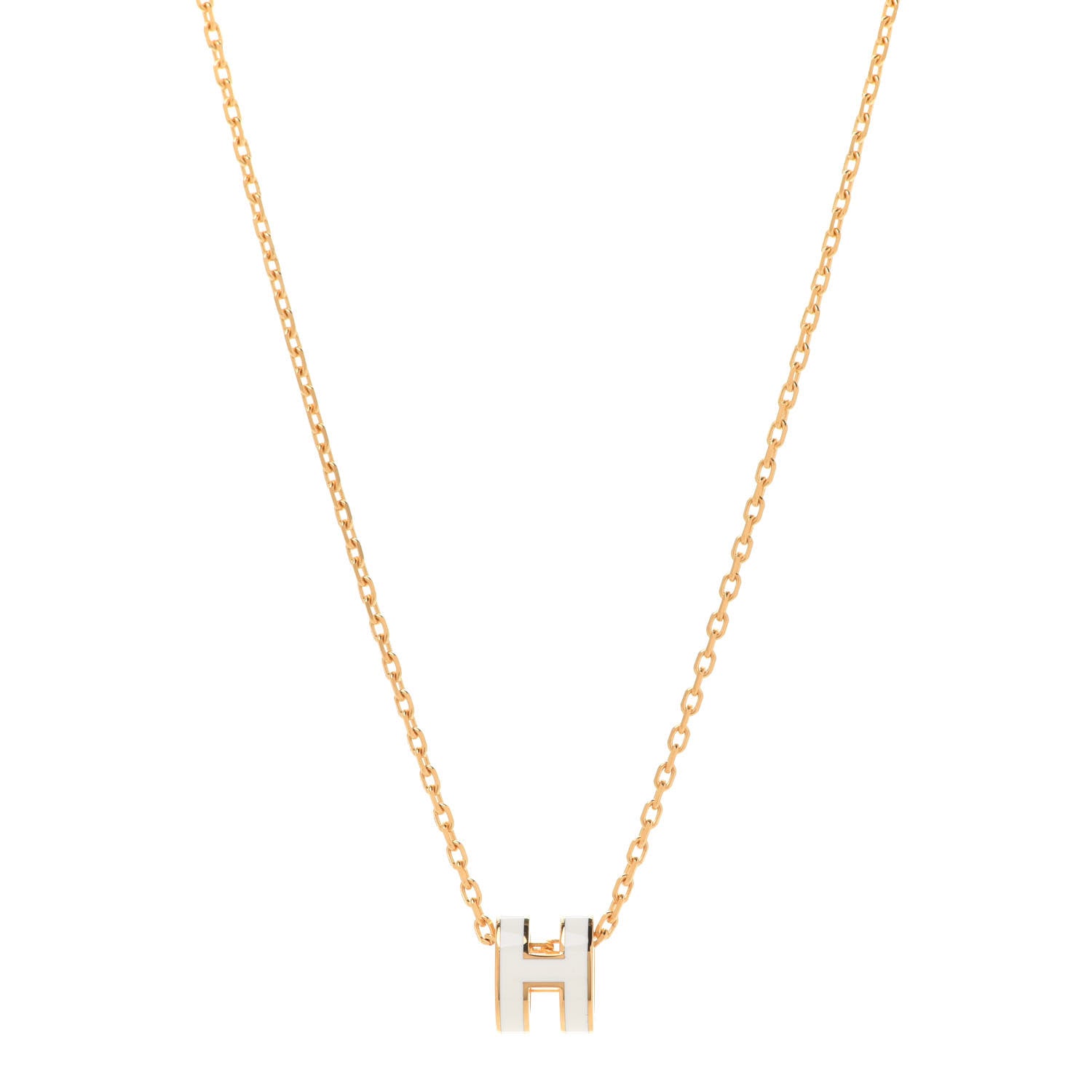 Hermes Mini Pop White 18K Gold Necklace