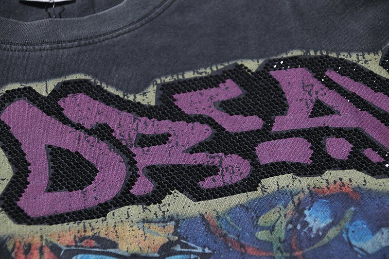 VALE USA Washed Black Rhinestone Graphic T-Shirt — detail