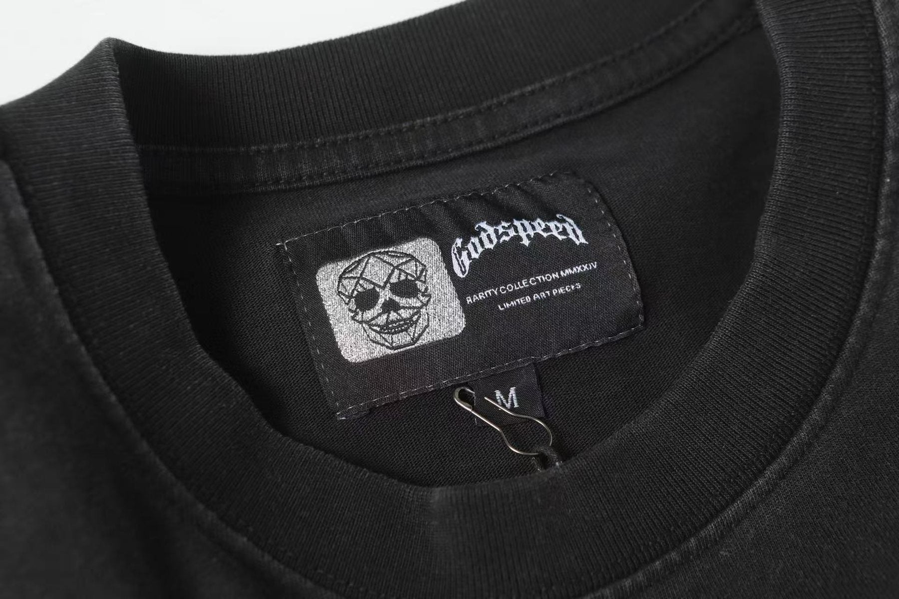 Godspeed Washed Black Rock Graphic T-Shirt — neck_label