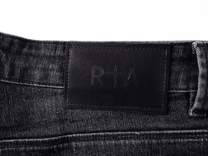 RTA Black Cross-Stud Washed Denim Jeans — detail
