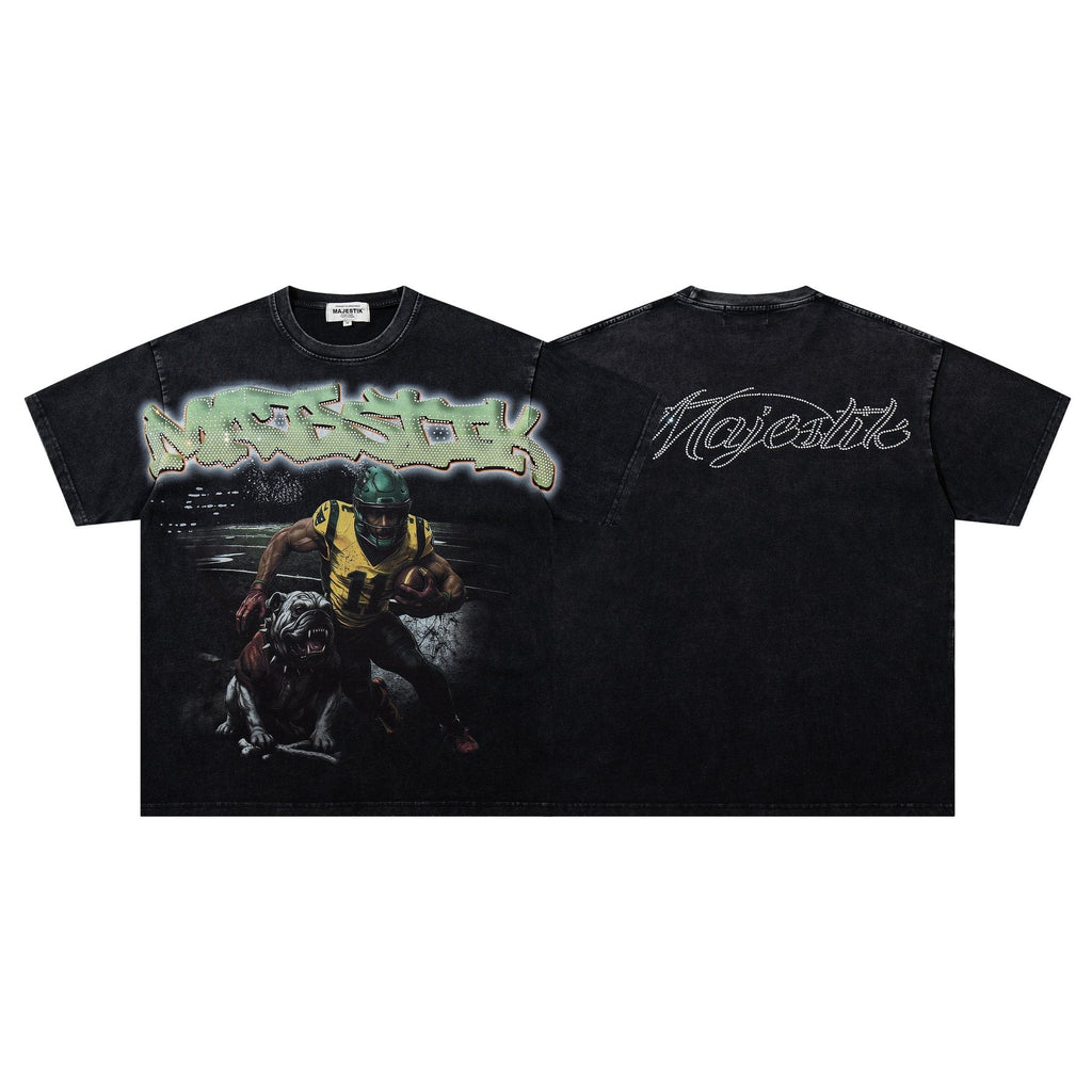MAJESTIK Football Dog Graphic Short-Sleeve T-Shirt — front