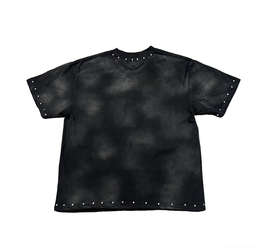 DUAA Blue Motorcycle Graphic Studded T-Shirt — back