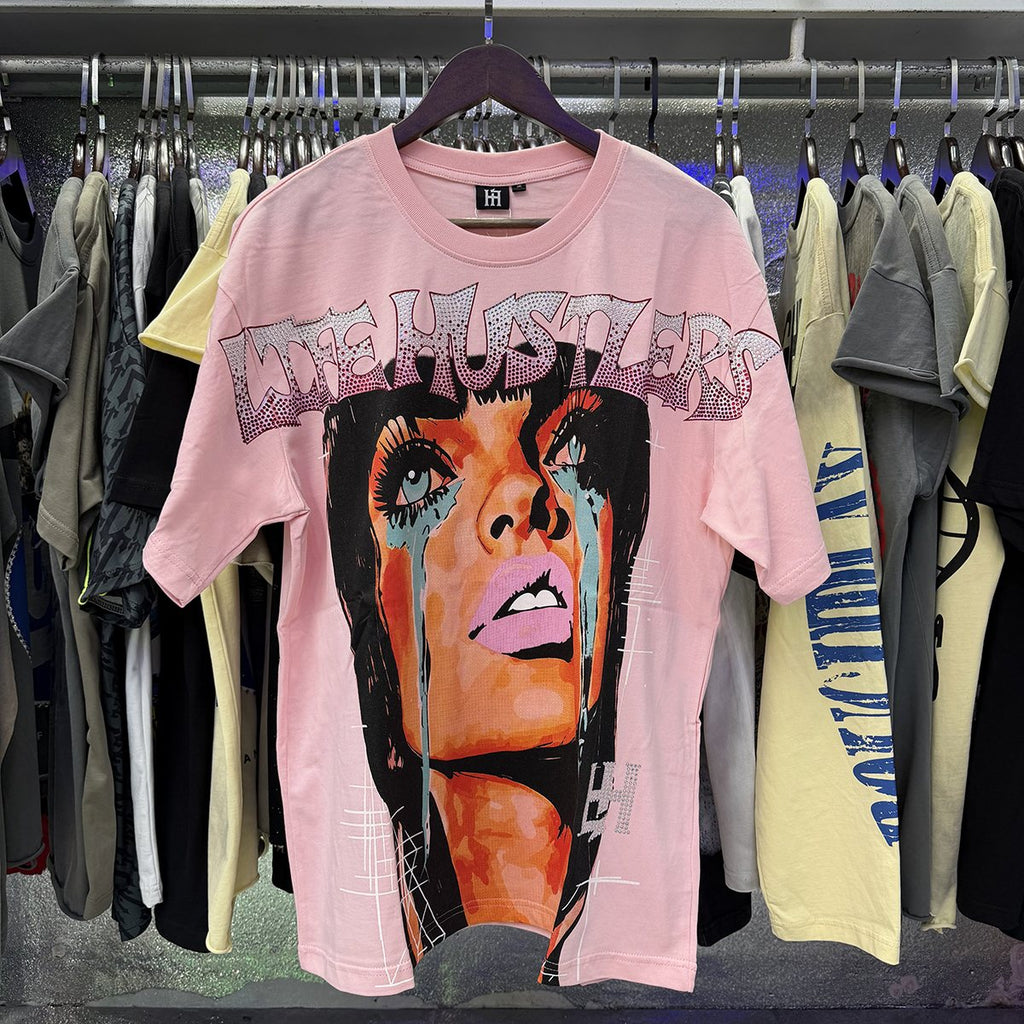 Life Hustlere Crying Woman Rhinestone Graphic T-Shirt — context