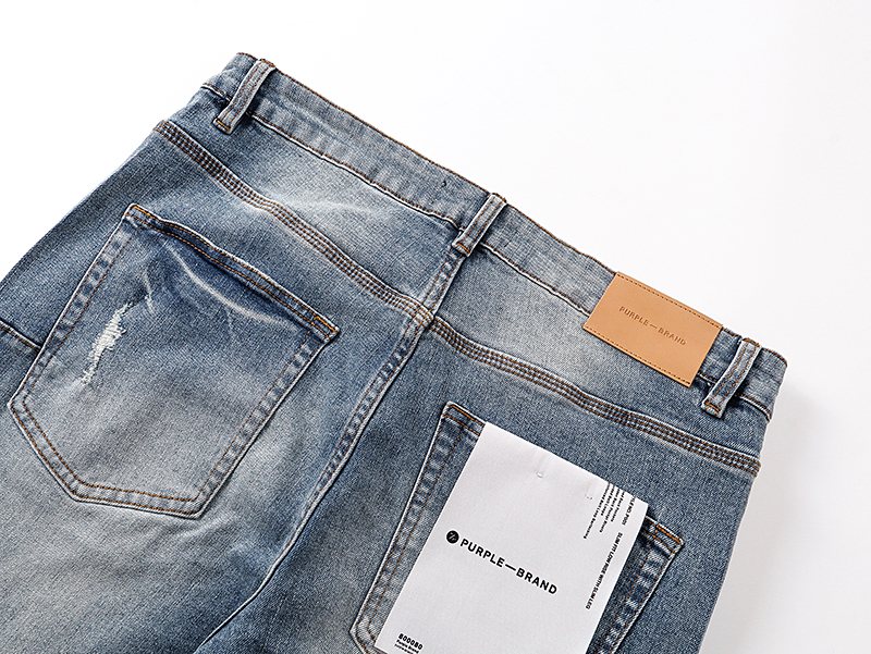 Purple Brand Light Blue Distressed Flare Jeans — detail
