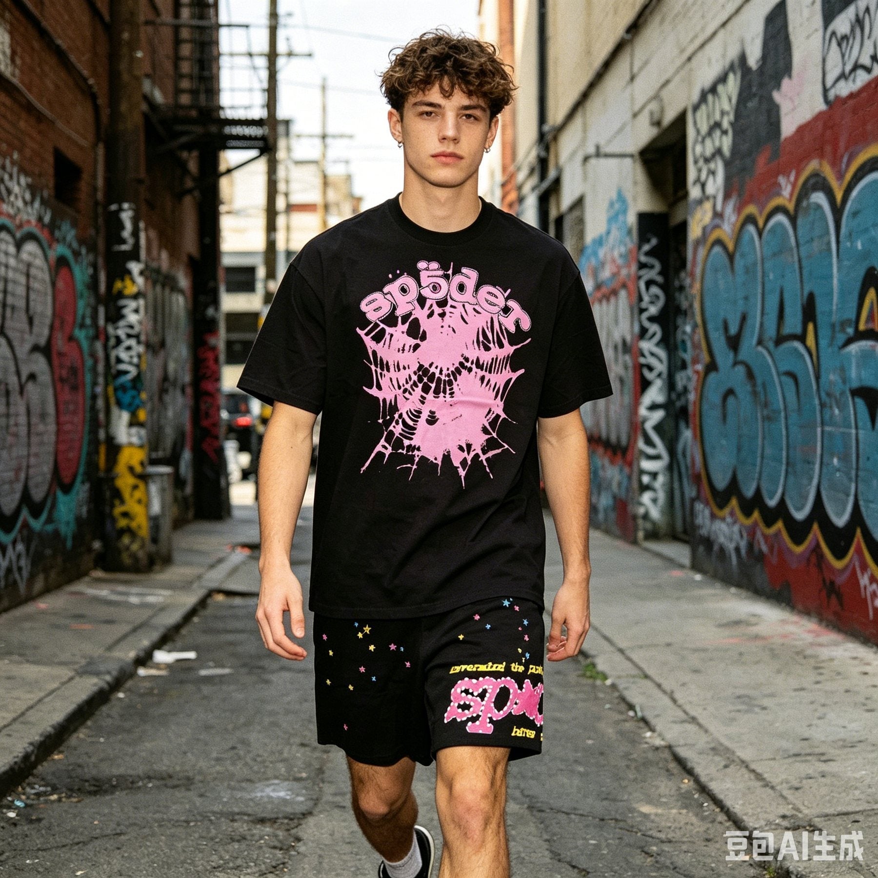 Sp5der Star & Spider Graphic Short-Sleeve Set — model