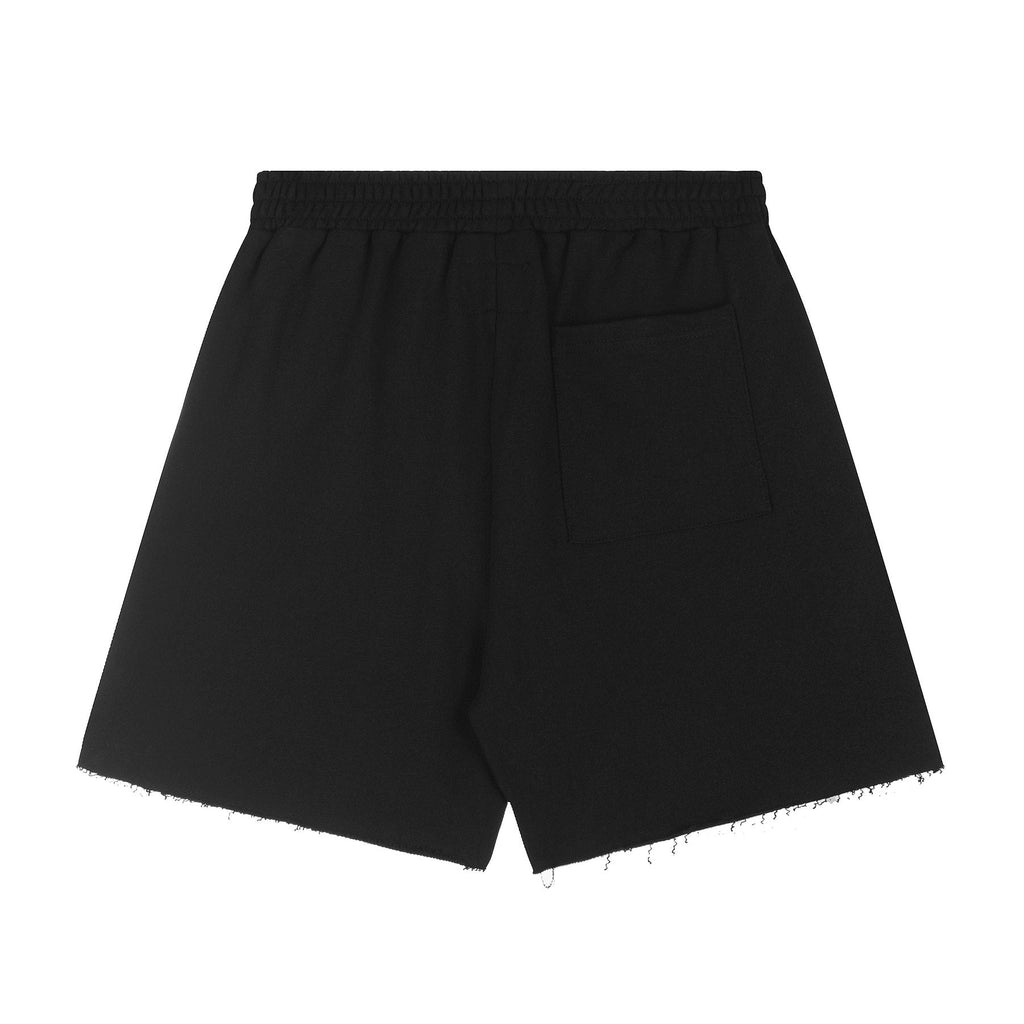 Sp5der Black Graphic Shorts — back