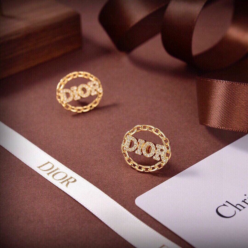 Dior Crystal 18K Gold Earrings