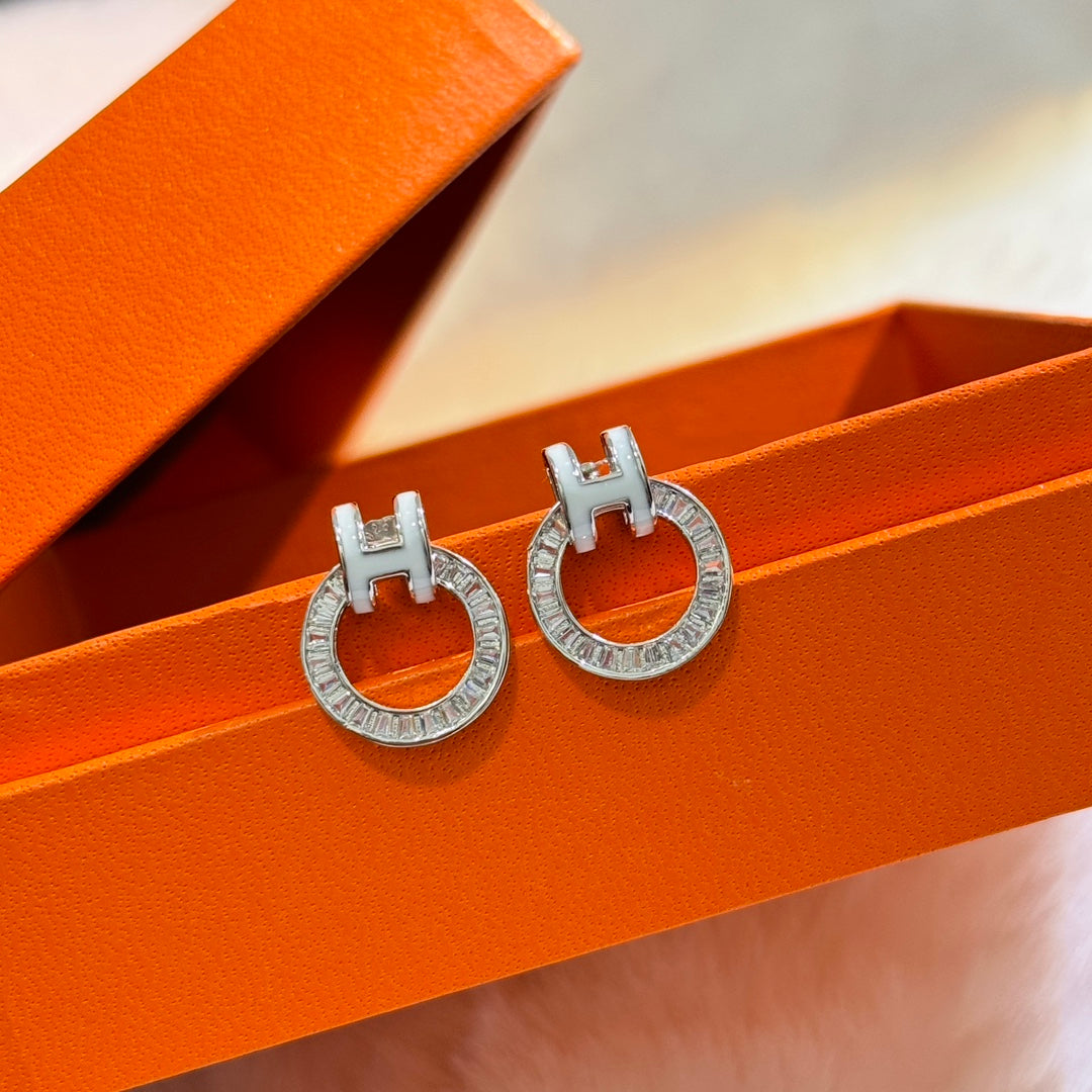 Hermes Clic Diamond 18K Gold Earrings