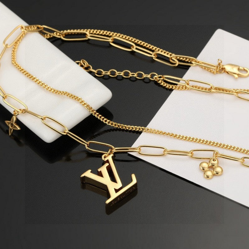Louis Vuitton Pink Crystal 18K Gold Necklace