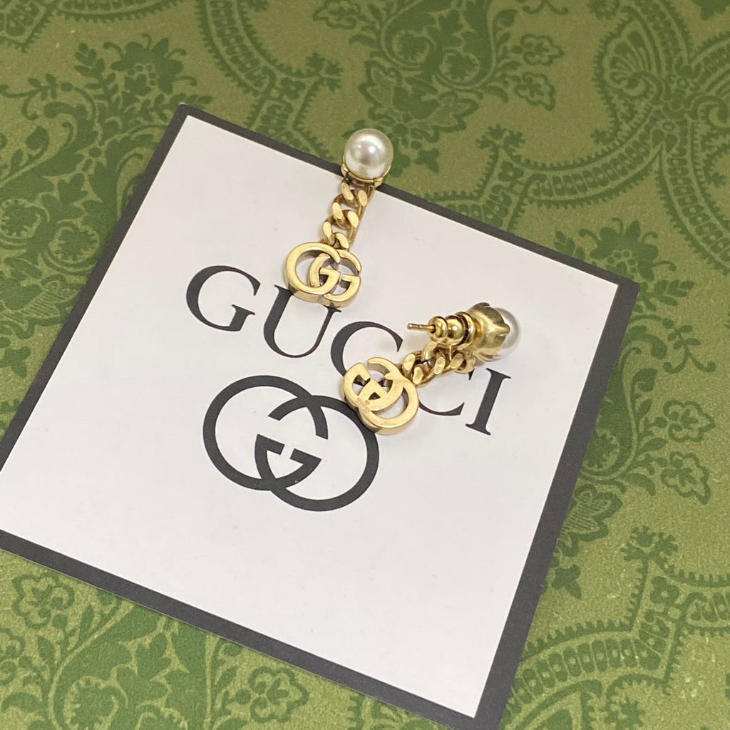 Gucci Double Chain 18K Gold Earrings