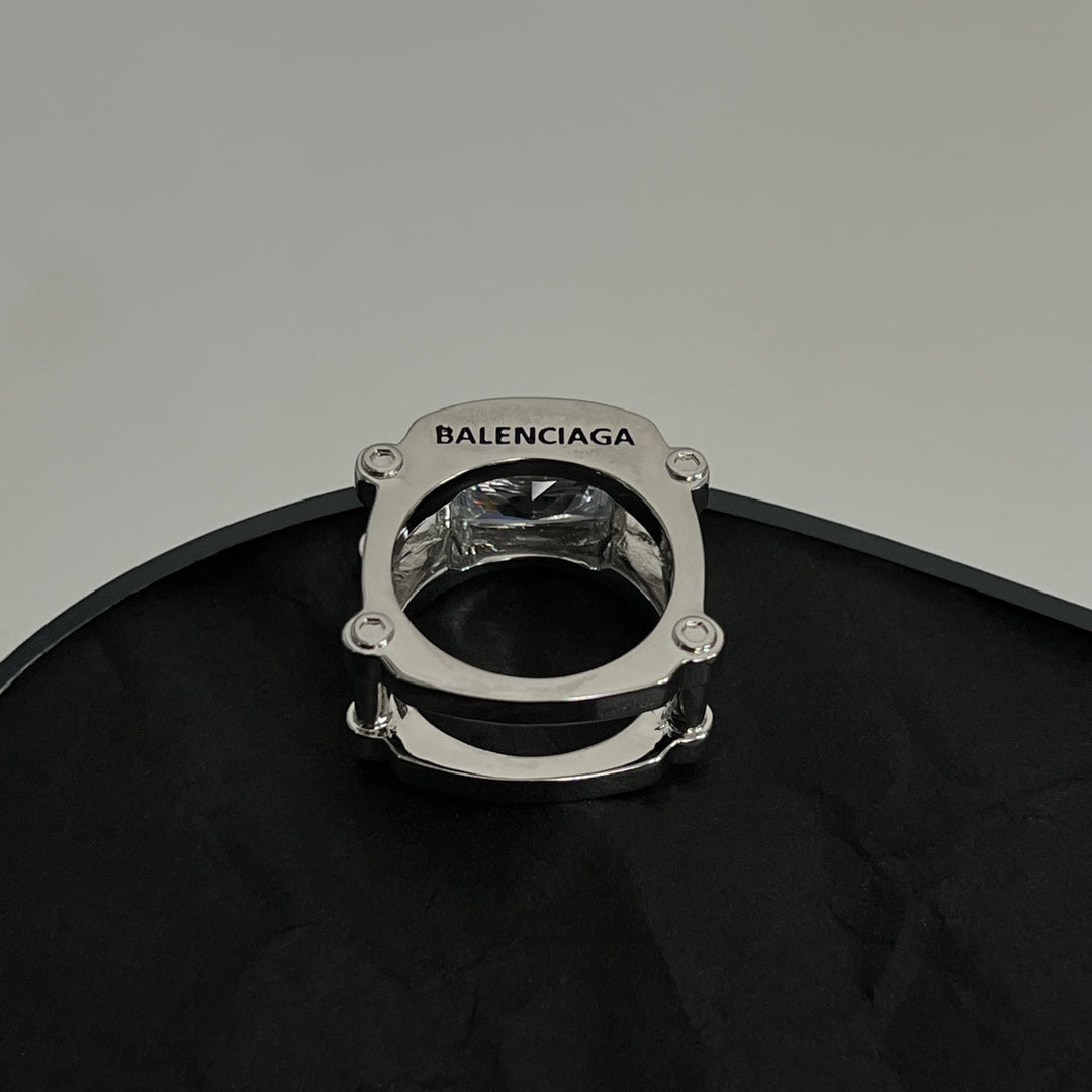 Balenciaga Crystal 18K Gold Ring
