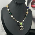 Chanel Crystal Bow 18K Gold Necklace